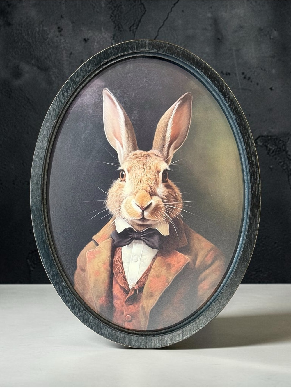 Vintage Style Rabbit Portrait Wall Art in Brown and Cream
